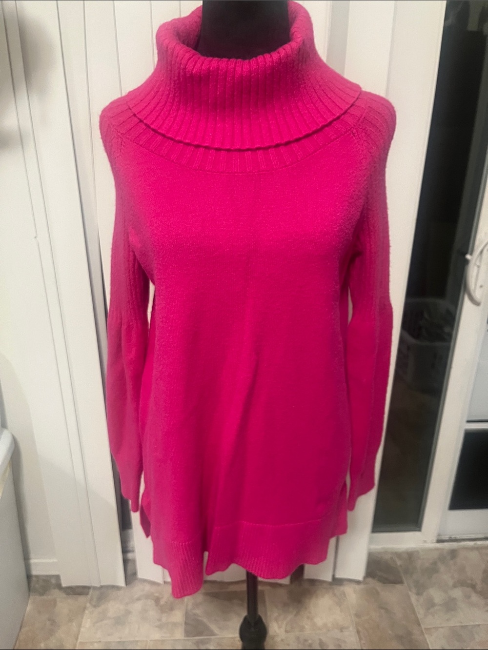Time and Tru Bright Pink Cowl Neck Sweater